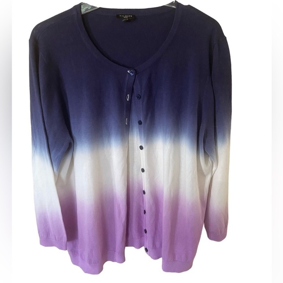 Talbots new no tag cardigan size XLP, Dip dyed Lavender Sky/India Ink - Picture 1 of 4